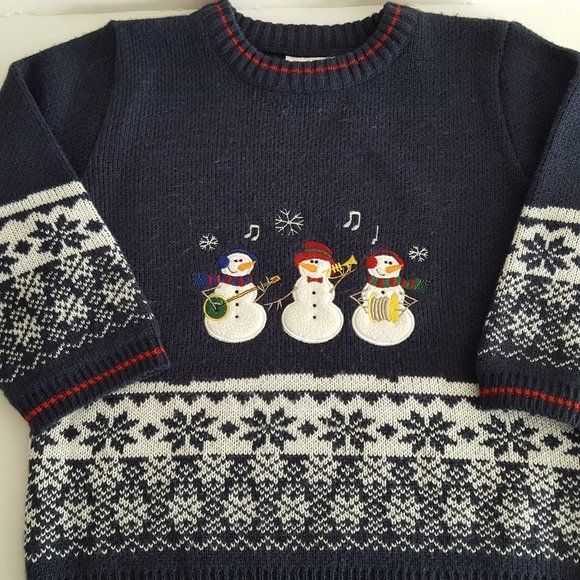 Holiday Sweater Sweater Navy Blue Size 4T 1990's - Picture 13 of 15
